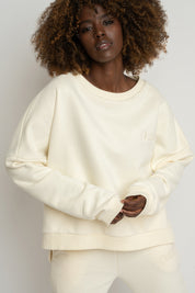 ECRU-COOK REGULAR FIT SWEATSHIRT WITH LONG BACK