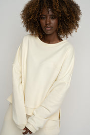 ECRU-COOK REGULAR FIT SWEATSHIRT WITH LONG BACK