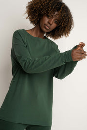 DARK GREEN LONG-SLEEVE BLOUSE - INARI