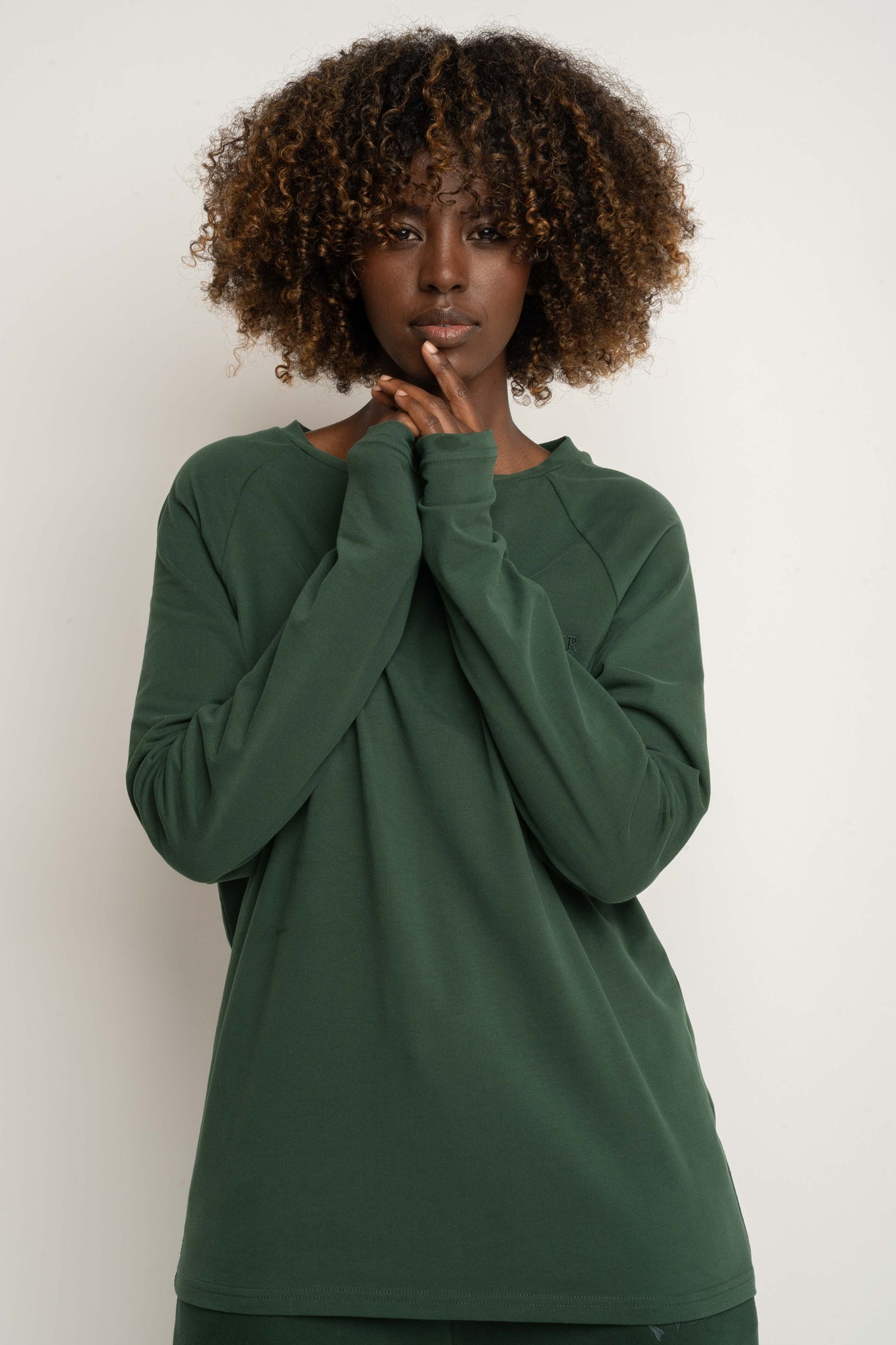 DARK GREEN LONG-SLEEVE BLOUSE - INARI