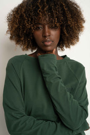 DARK GREEN LONG-SLEEVE BLOUSE - INARI