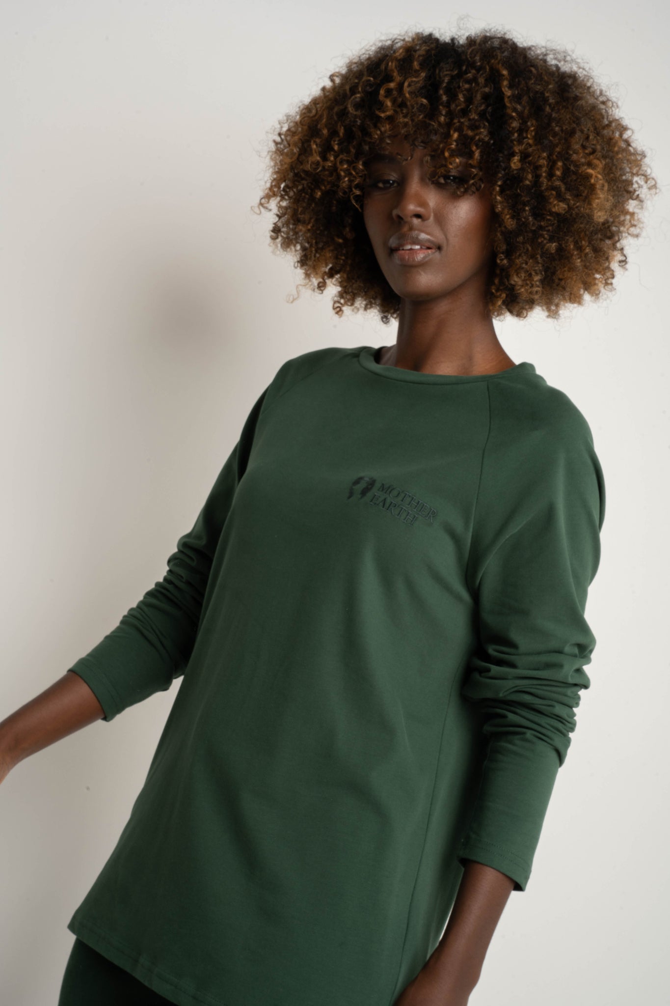 DARK GREEN LONG-SLEEVE BLOUSE - INARI