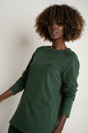 DARK GREEN LONG-SLEEVE BLOUSE - INARI