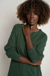 DARK GREEN LONG-SLEEVE BLOUSE - INARI