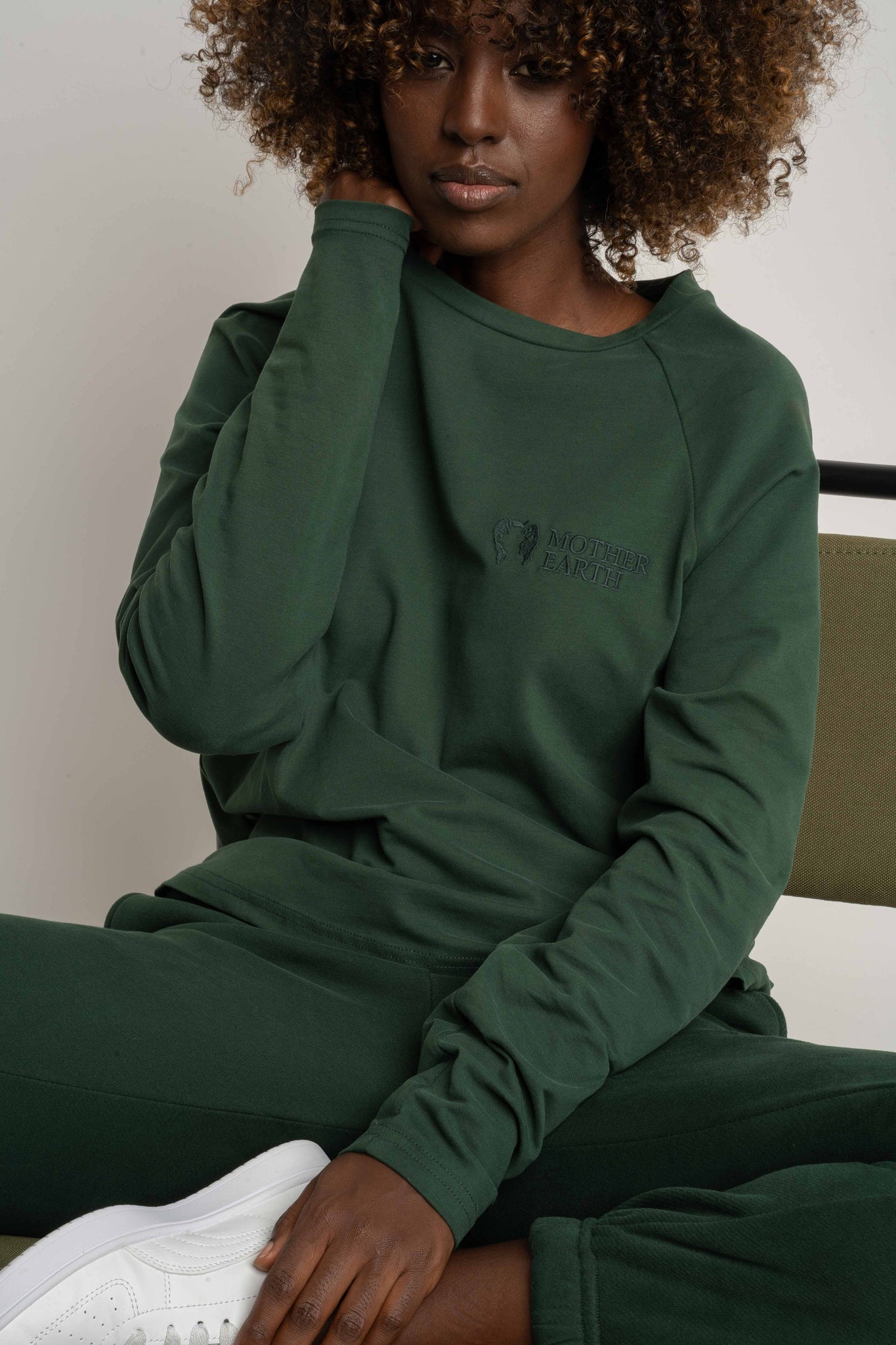 DARK GREEN LONG-SLEEVE BLOUSE - INARI