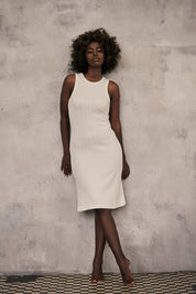 FITTED DRESS WITH STRAPS LIGHT GREY - ANJOU