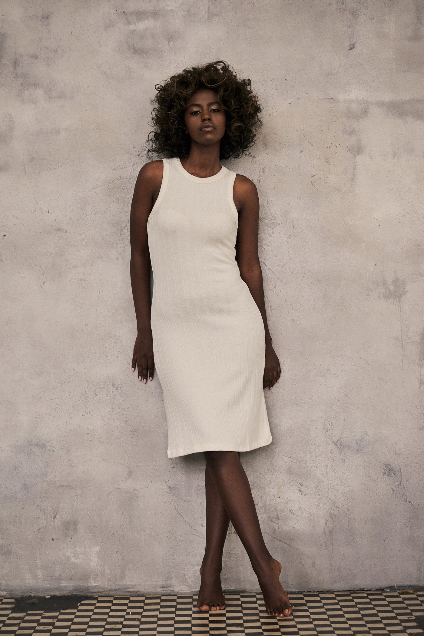 FITTED DRESS WITH STRAPS LIGHT GREY - ANJOU
