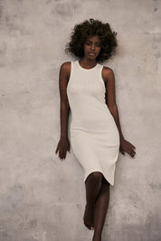 FITTED DRESS WITH STRAPS LIGHT GREY - ANJOU