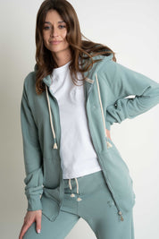 TURQUOISE HOODIE WITH ZIP - ARINA