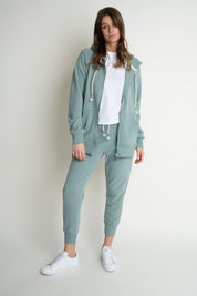 TURQUOISE HOODIE WITH ZIP - ARINA