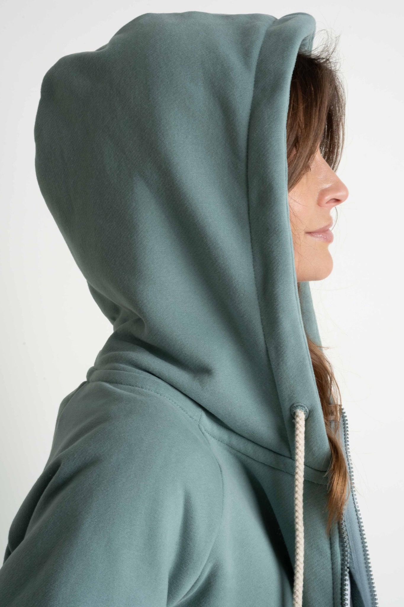 TURQUOISE HOODIE WITH ZIP - ARINA