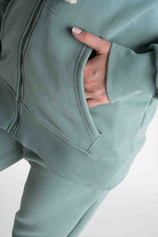 TURQUOISE HOODIE WITH ZIP - ARINA