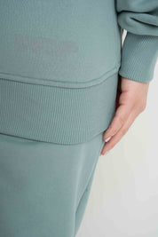 TURQUOISE HOODIE WITH ZIP - ARINA