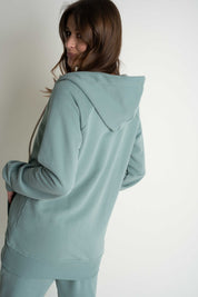 TURQUOISE HOODIE WITH ZIP - ARINA