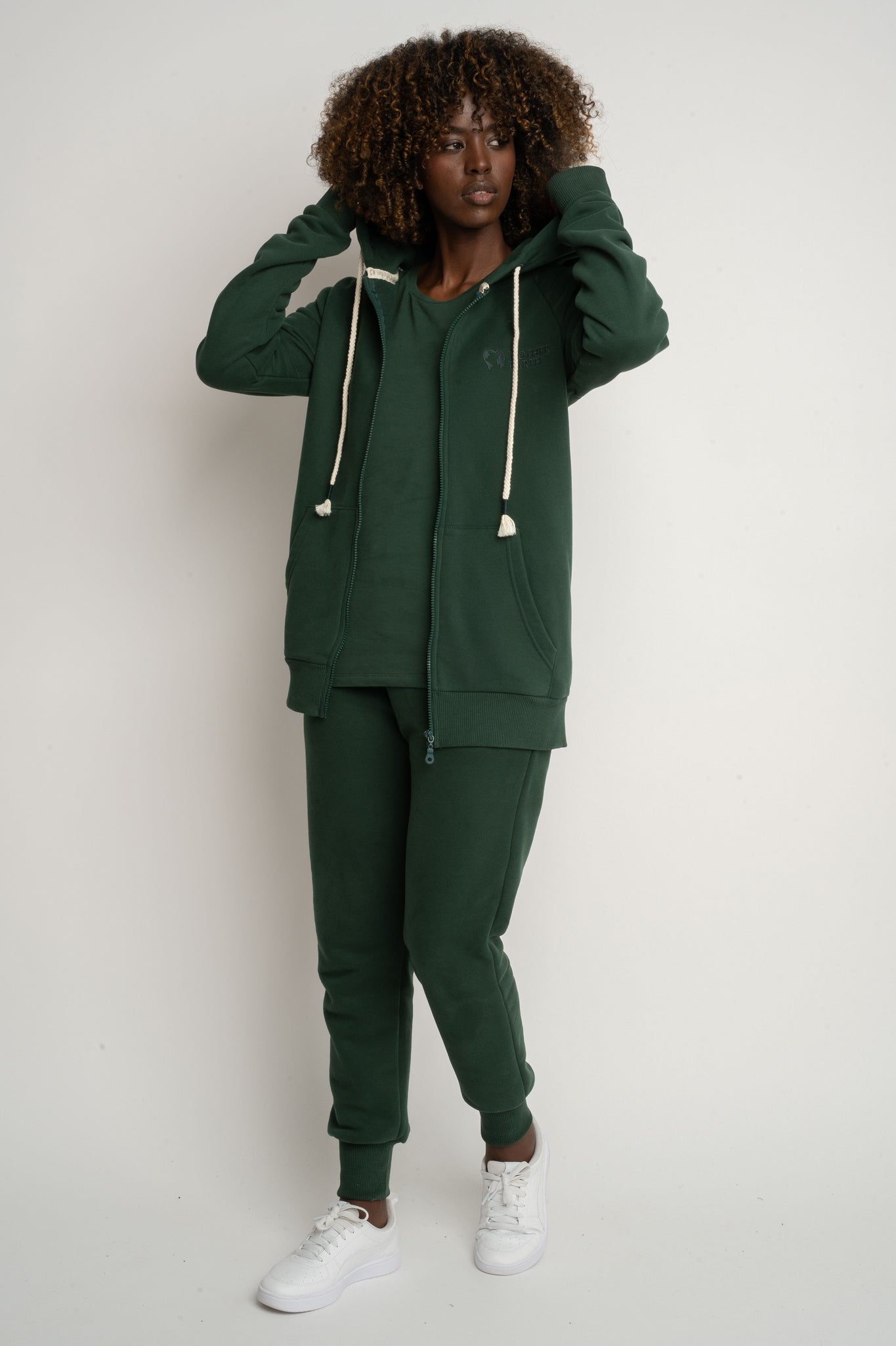 Dark Green Zip-Up Hoodie - Zanzibar