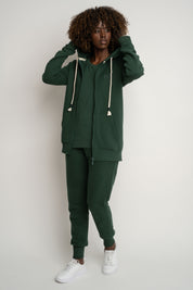Dark Green Zip-Up Hoodie - Zanzibar
