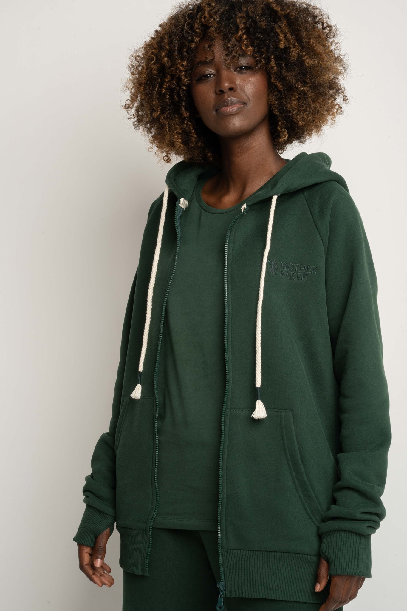 Dark Green Zip-Up Hoodie - Zanzibar