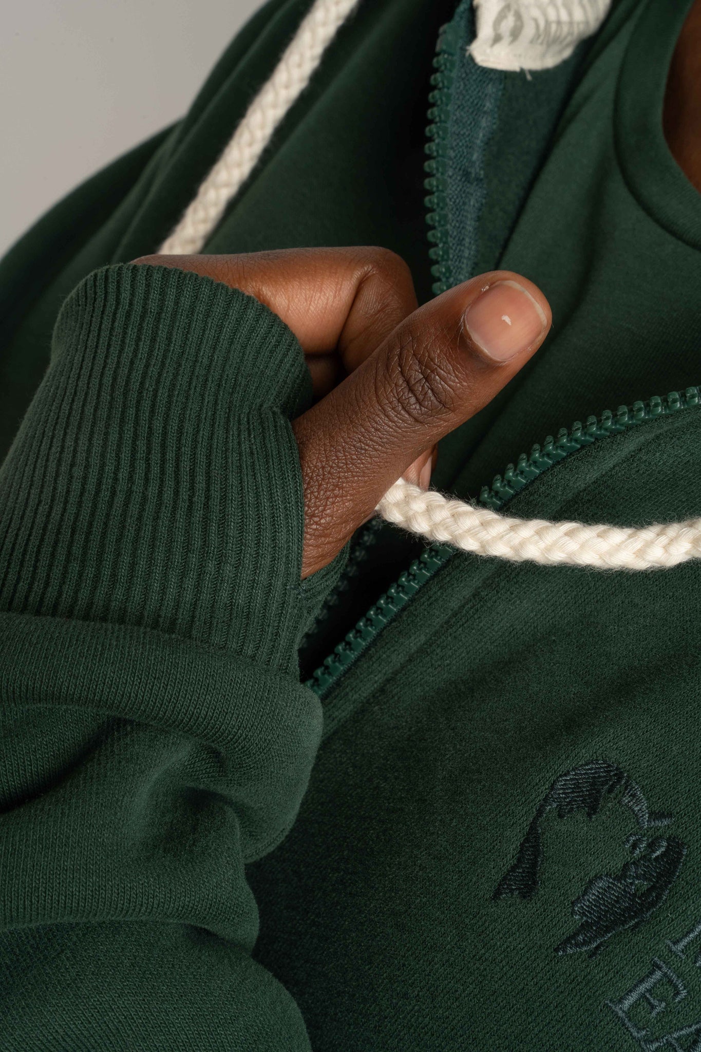 Dark Green Zip-Up Hoodie - Zanzibar