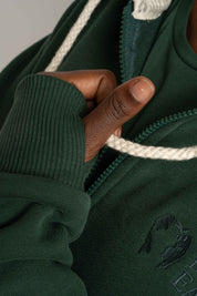Dark Green Zip-Up Hoodie - Zanzibar
