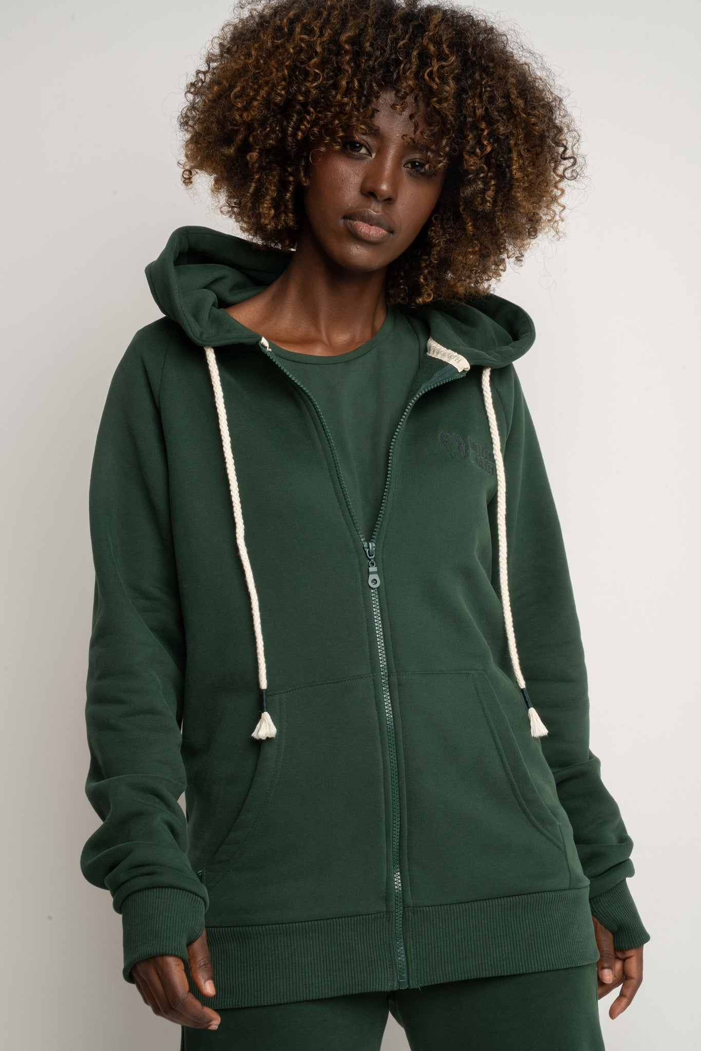 Dark Green Zip-Up Hoodie - Zanzibar