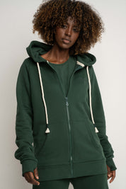 Dark Green Zip-Up Hoodie - Zanzibar