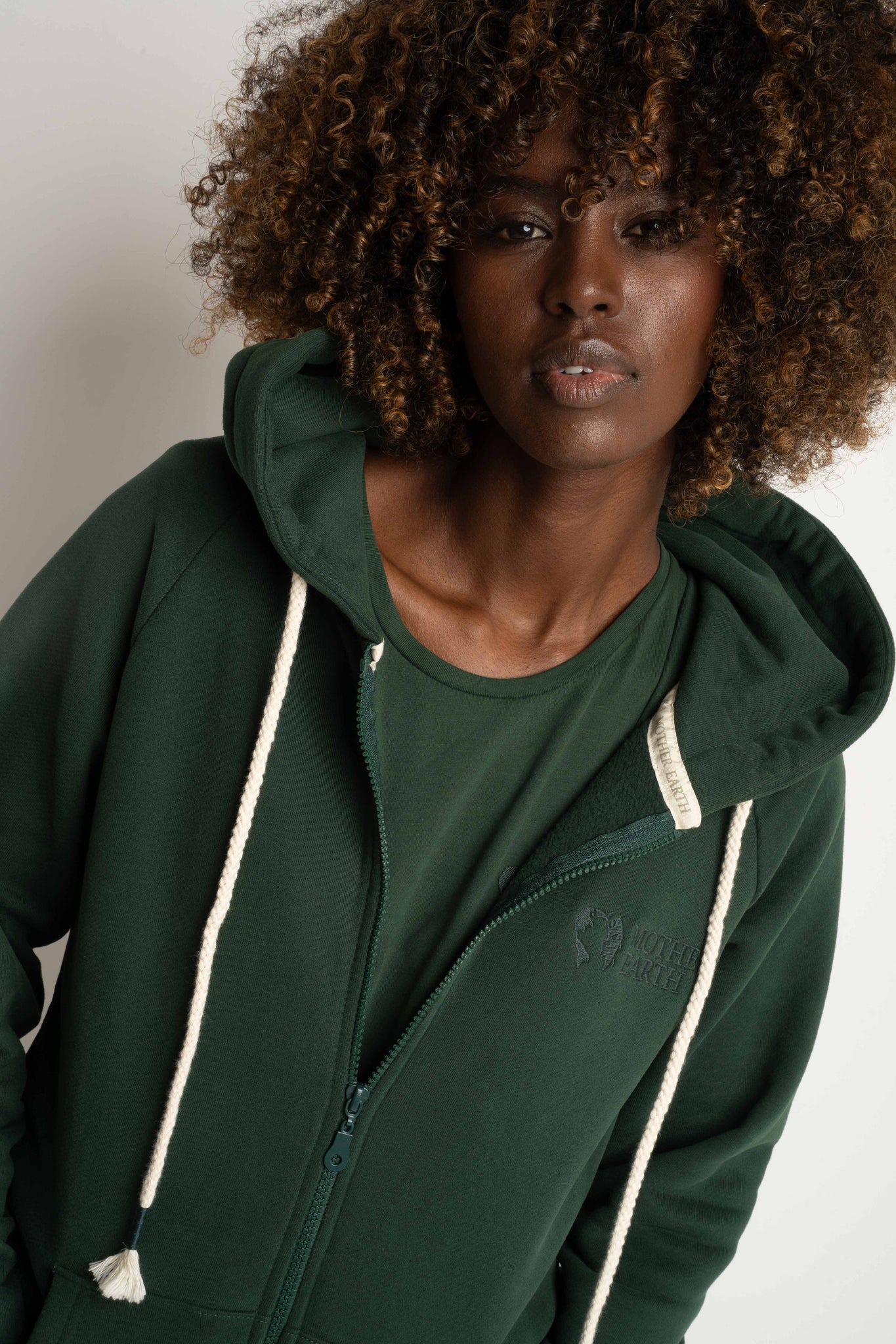Dark Green Zip-Up Hoodie - Zanzibar
