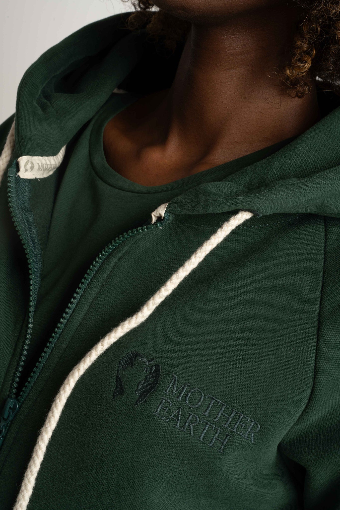 Dark Green Zip-Up Hoodie - Zanzibar