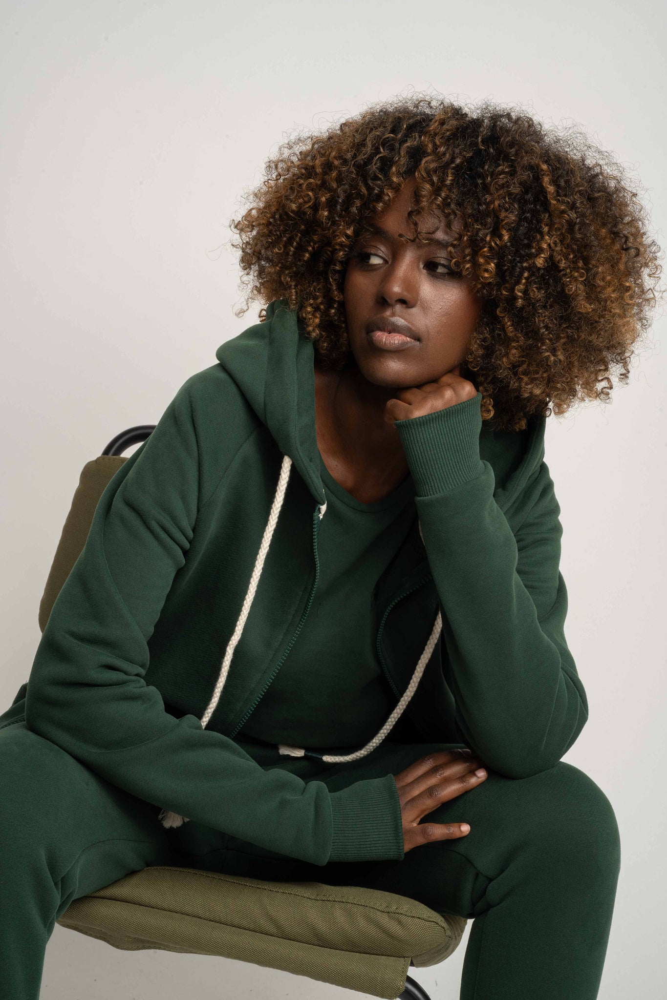 Dark Green Zip-Up Hoodie - Zanzibar
