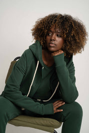 Dark Green Zip-Up Hoodie - Zanzibar