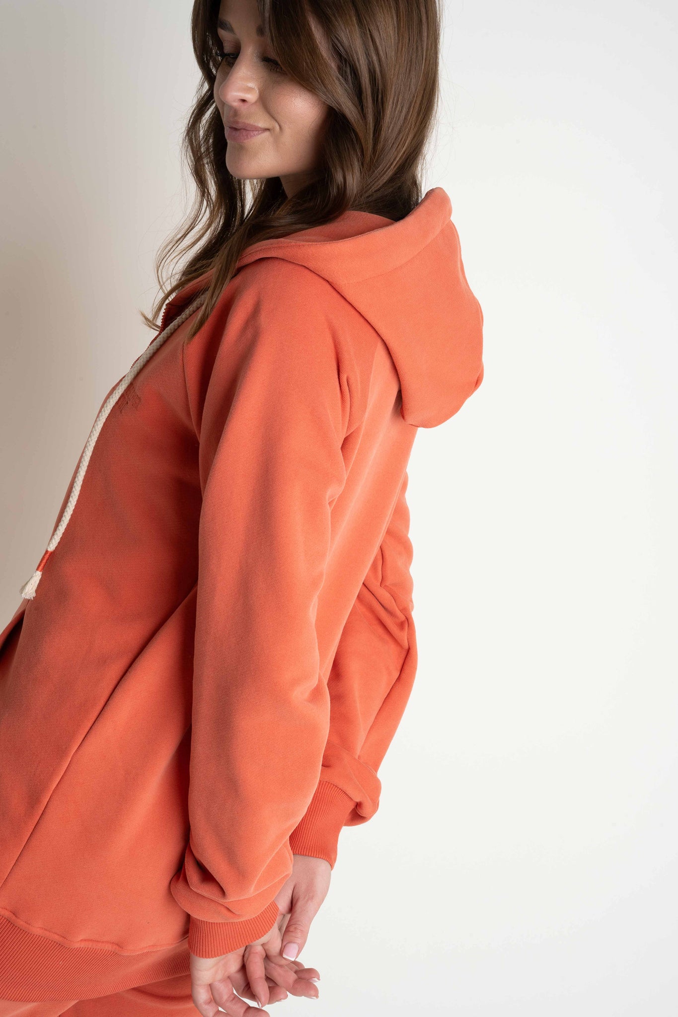 ORANGE ZIP-UP HOODIE - ARINA
