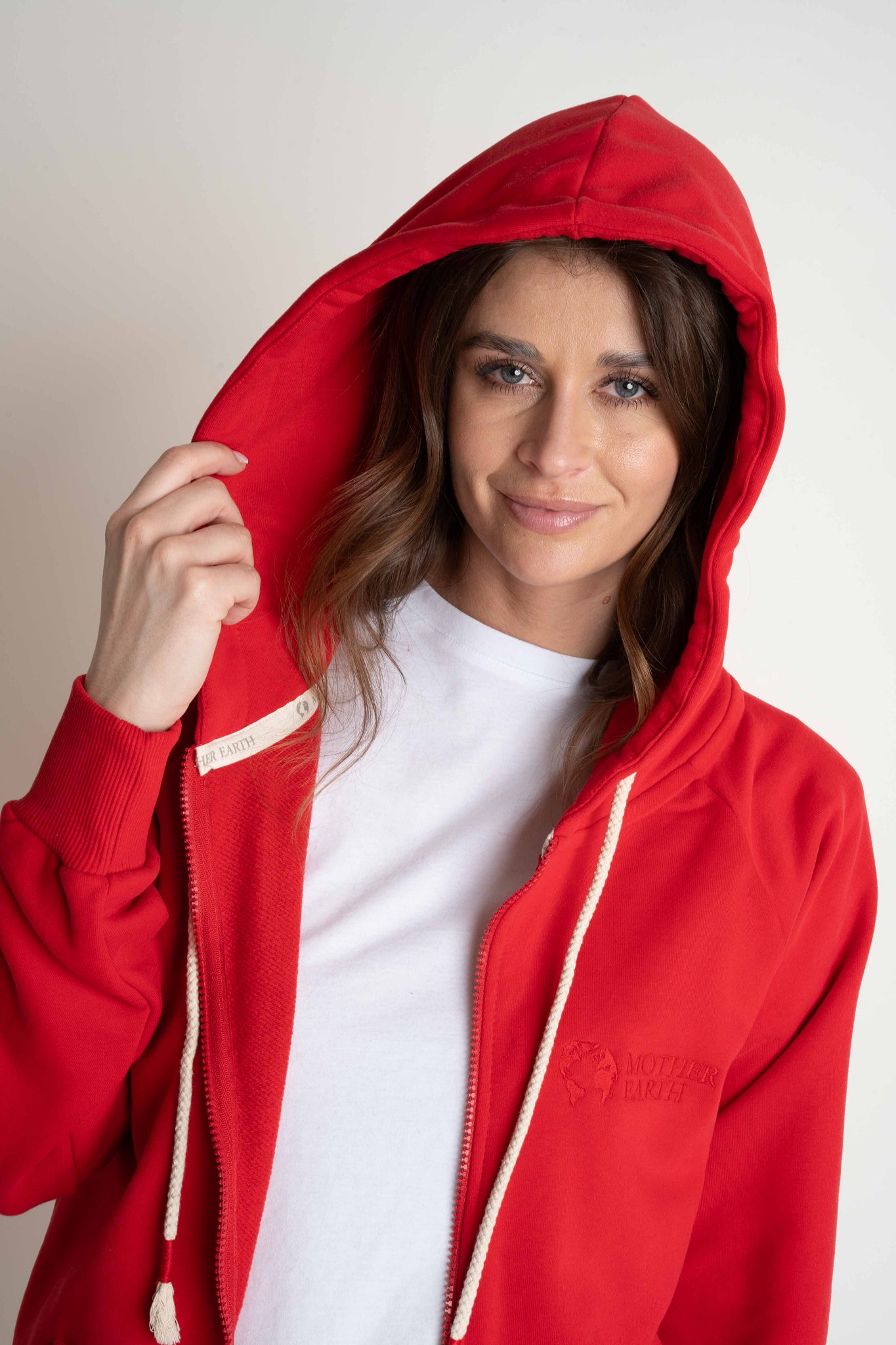 RED ZIP-UP HOODIE - ARINA