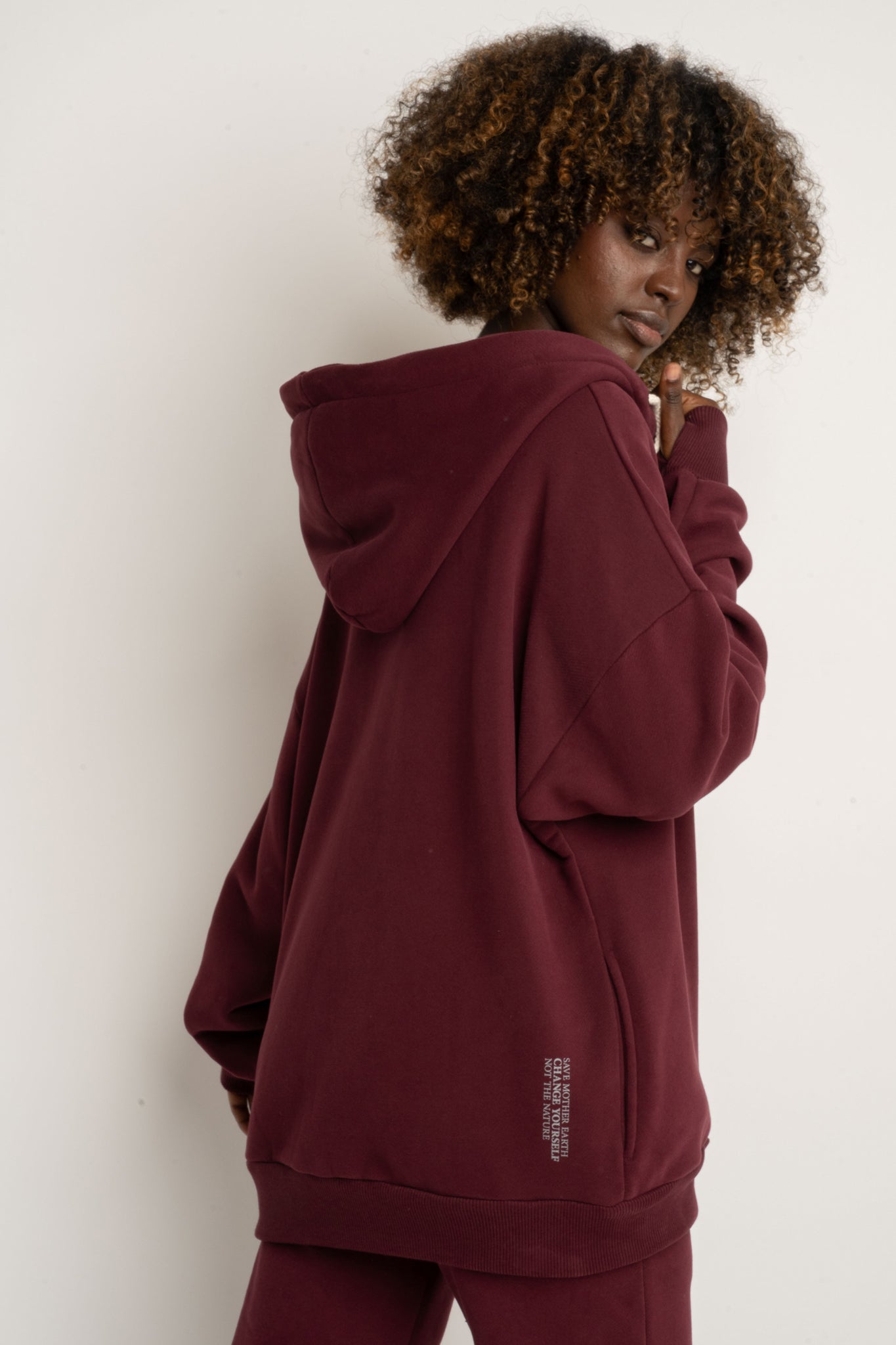 Burgundy Zip-Up Hoodie -NIKO