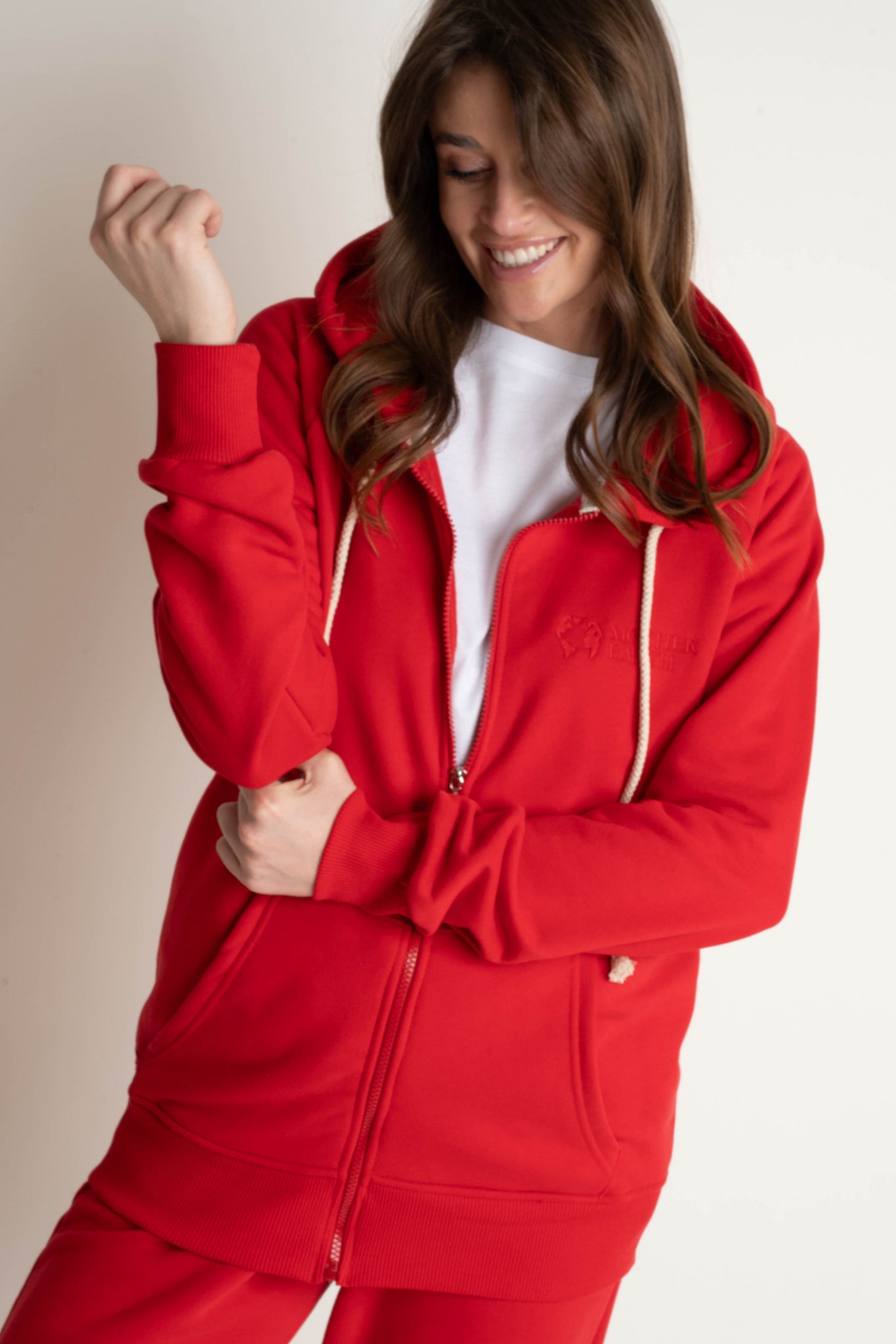 RED ZIP-UP HOODIE - ARINA
