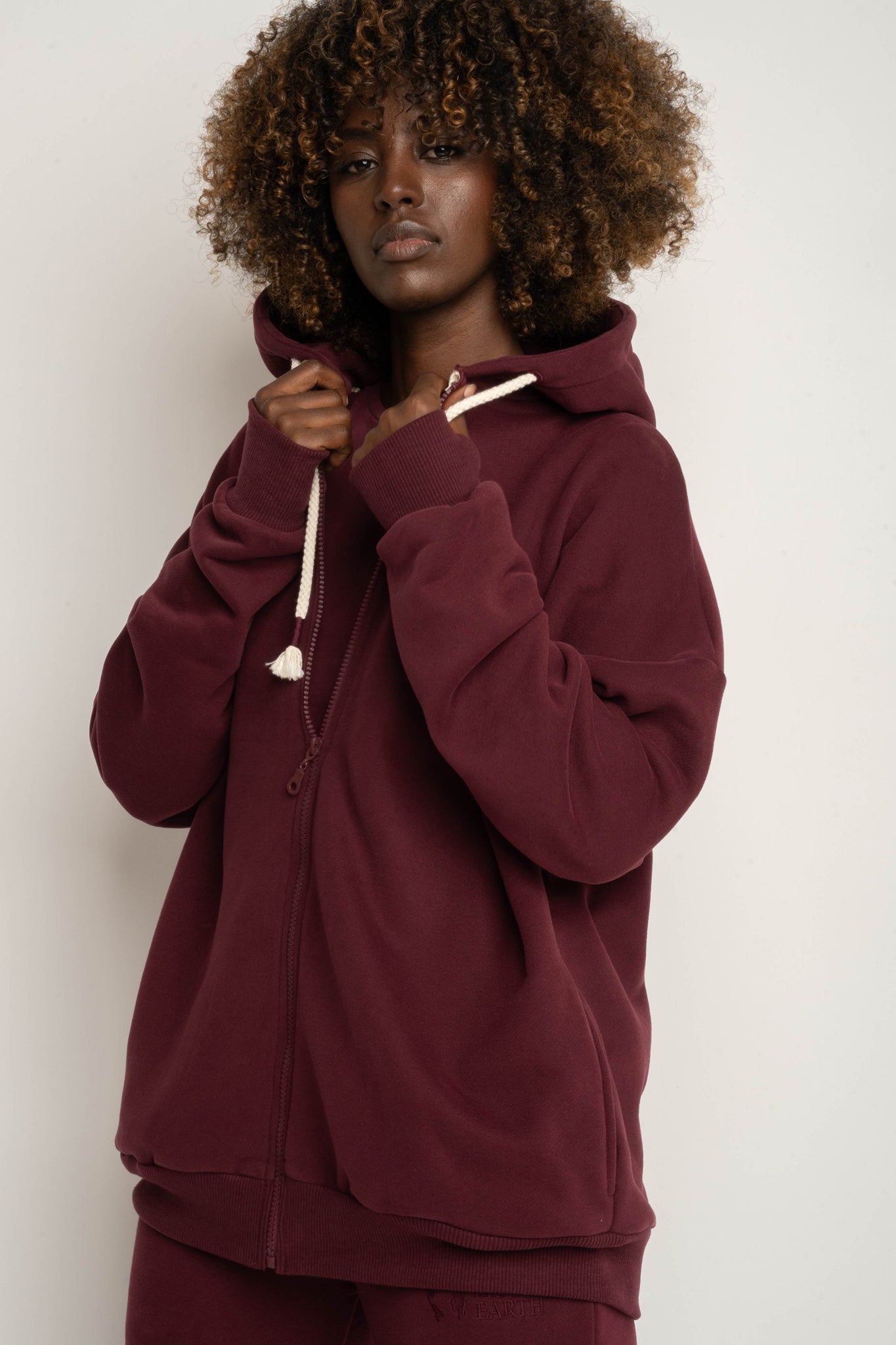 Burgundy Zip-Up Hoodie -NIKO