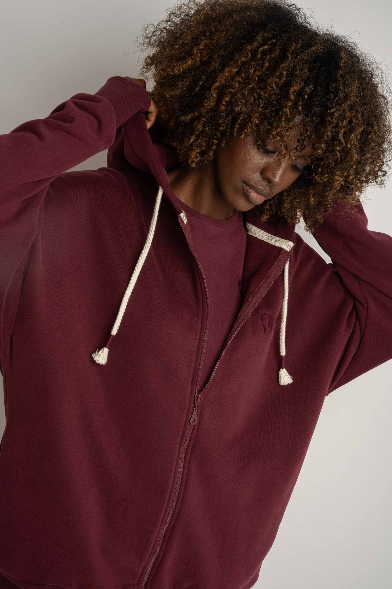 Burgundy Zip-Up Hoodie -NIKO