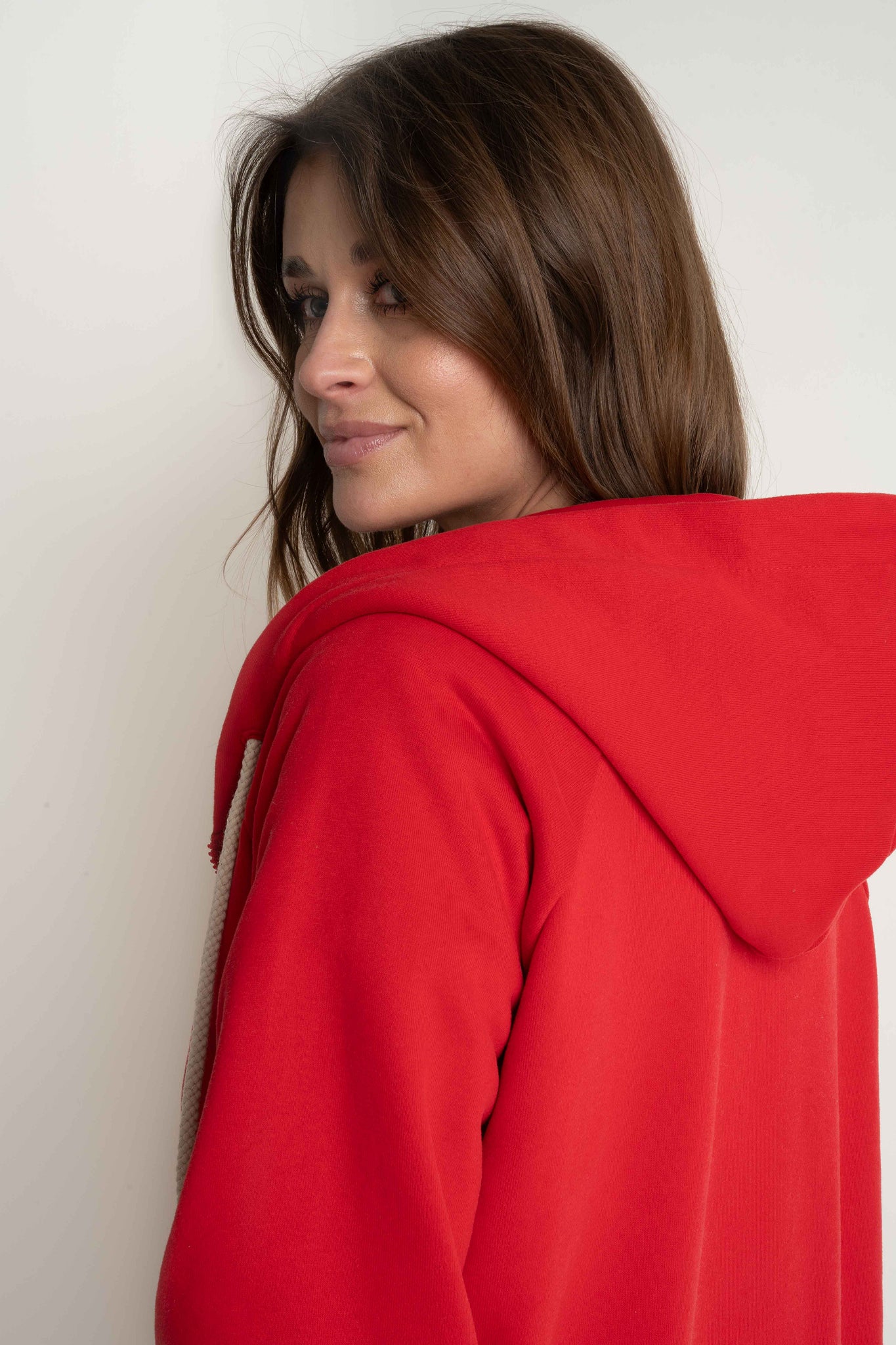 RED ZIP-UP HOODIE - ARINA
