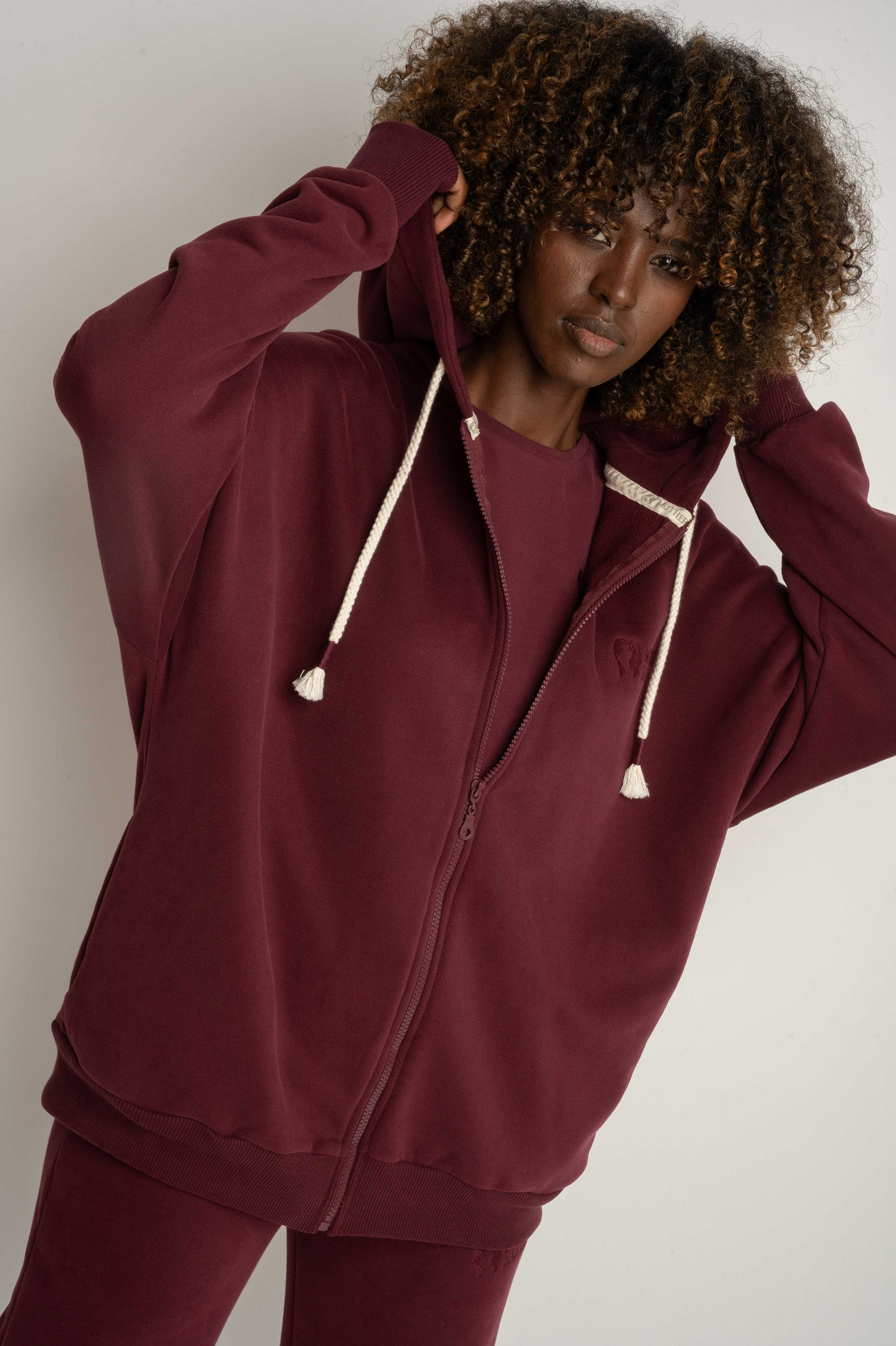 Burgundy Zip-Up Hoodie -NIKO