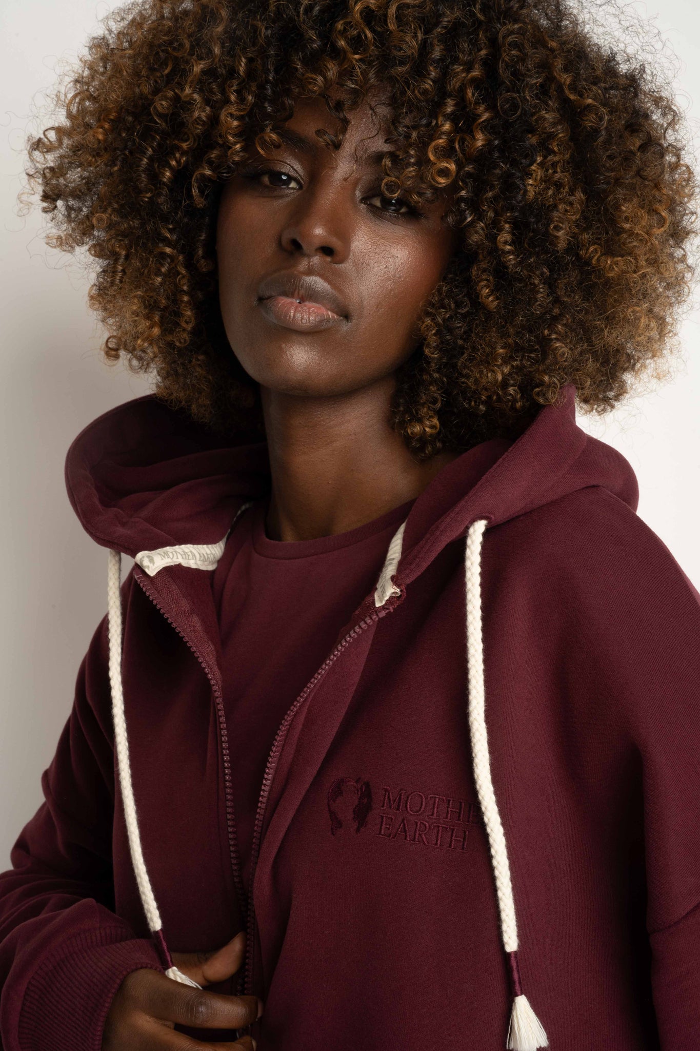 Burgundy Zip-Up Hoodie -NIKO