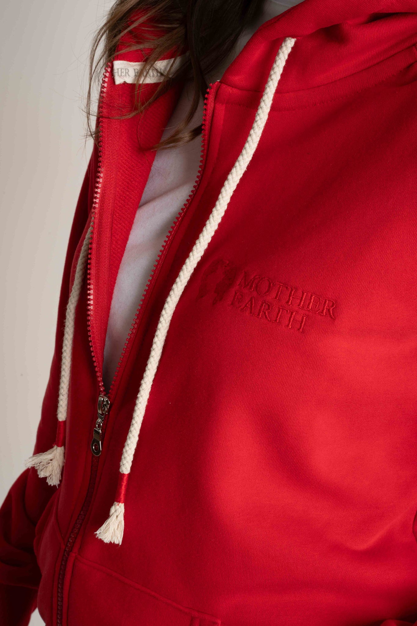 RED ZIP-UP HOODIE - ARINA