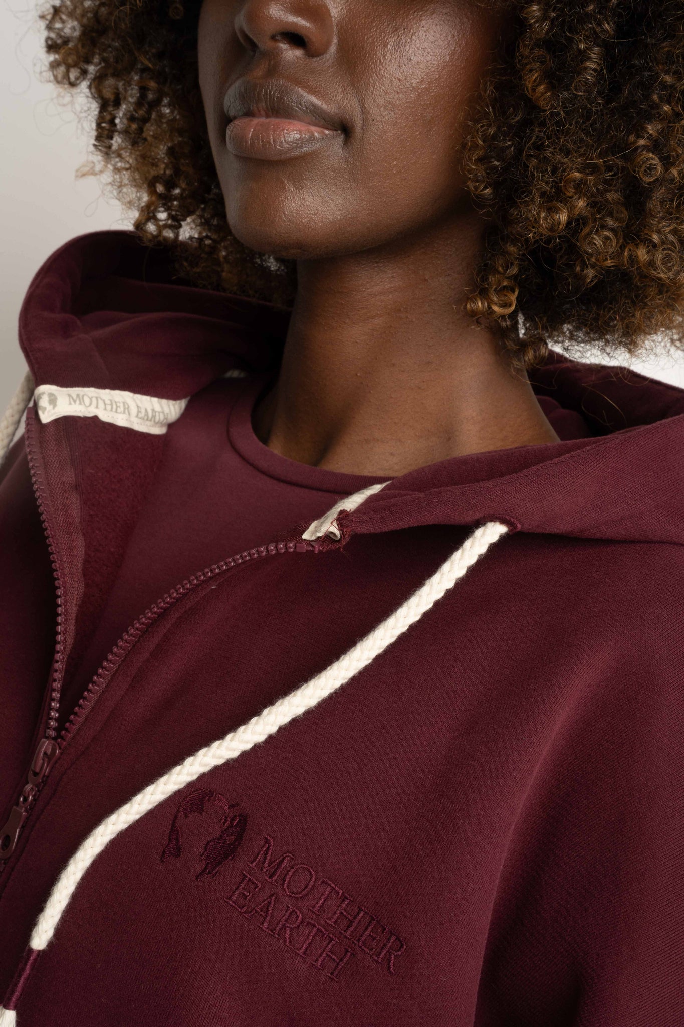 Burgundy Zip-Up Hoodie -NIKO