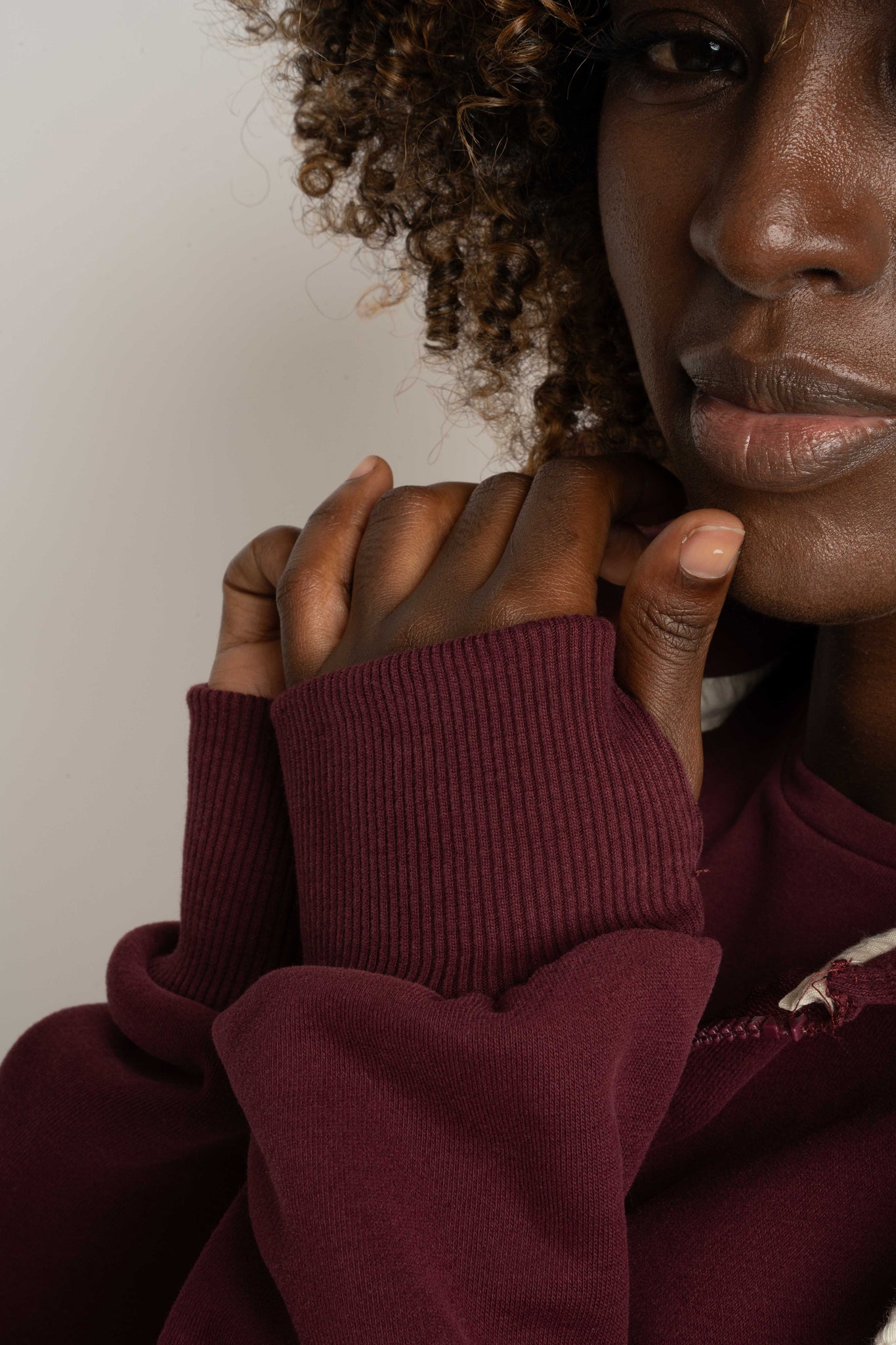 Burgundy Zip-Up Hoodie -NIKO