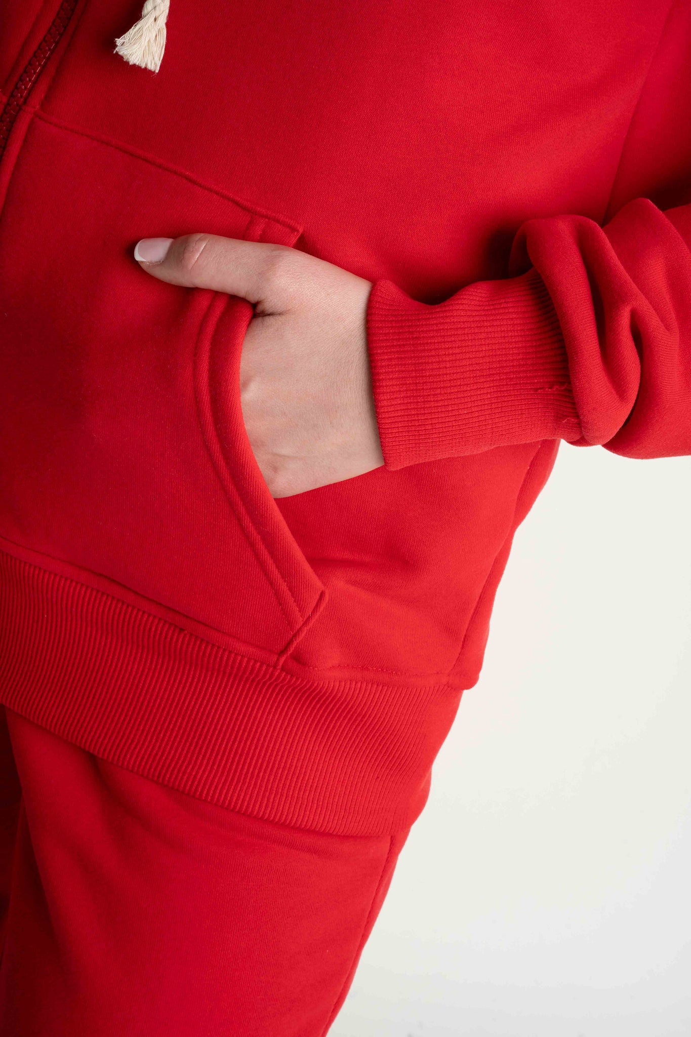 RED ZIP-UP HOODIE - ARINA