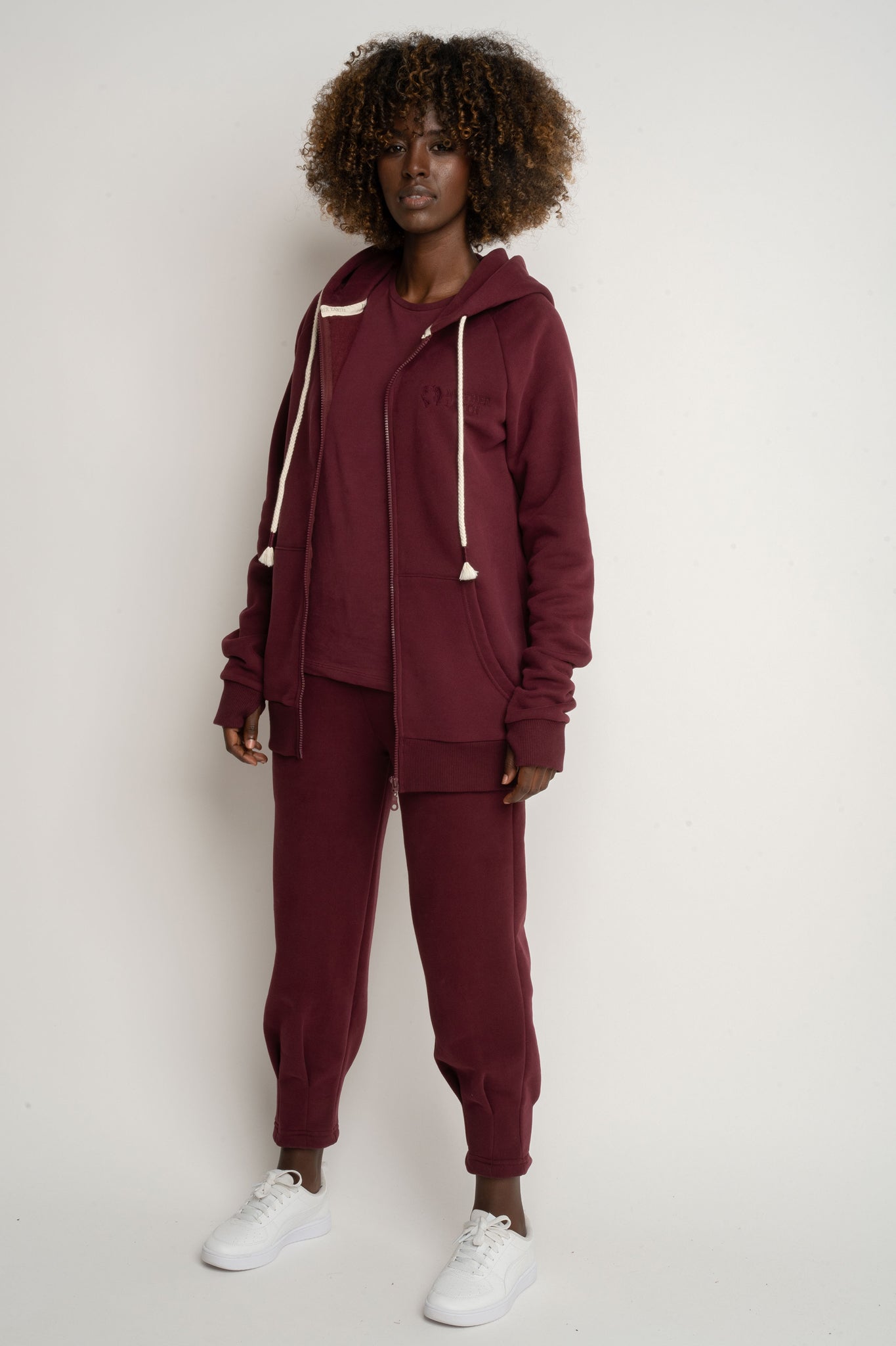 Burgundy Zip-Up Hoodie - ZANZIBAR