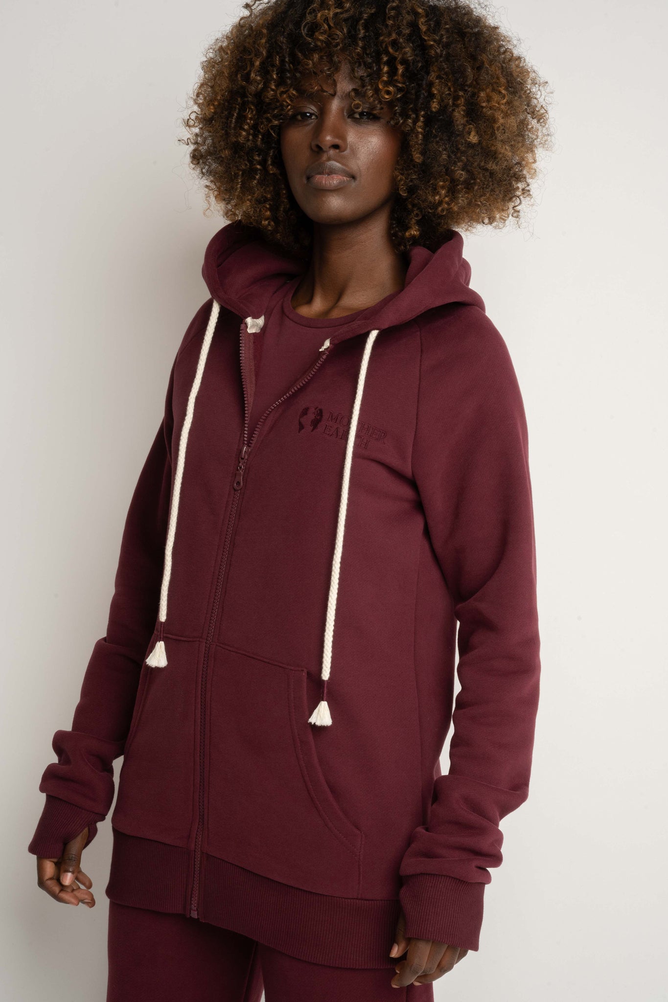 Burgundy Zip-Up Hoodie - ZANZIBAR