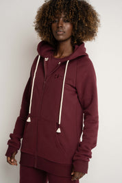 Burgundy Zip-Up Hoodie - ZANZIBAR