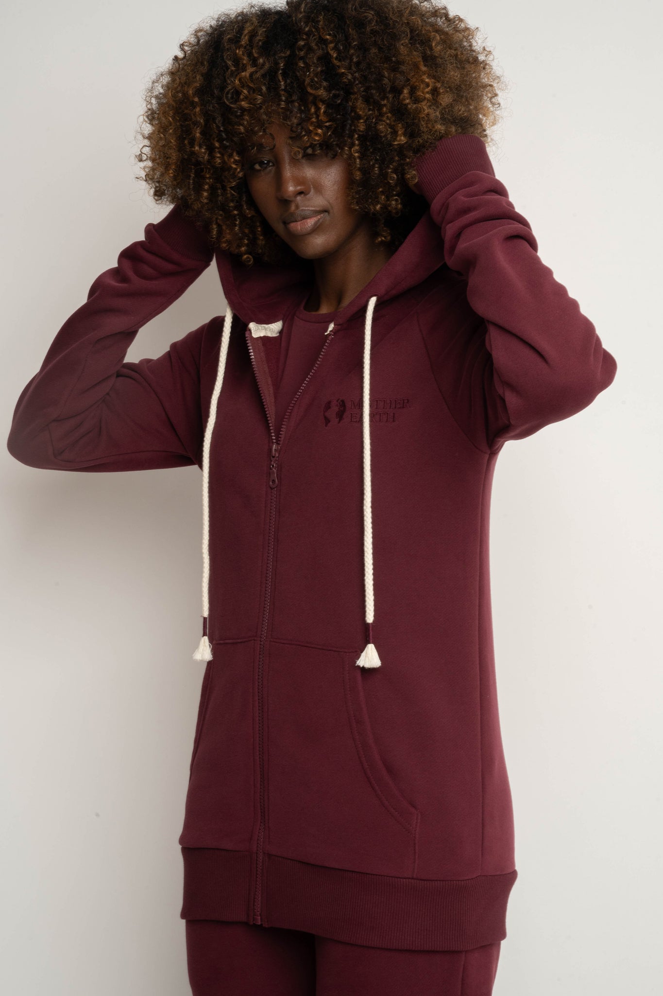 Burgundy Zip-Up Hoodie - ZANZIBAR
