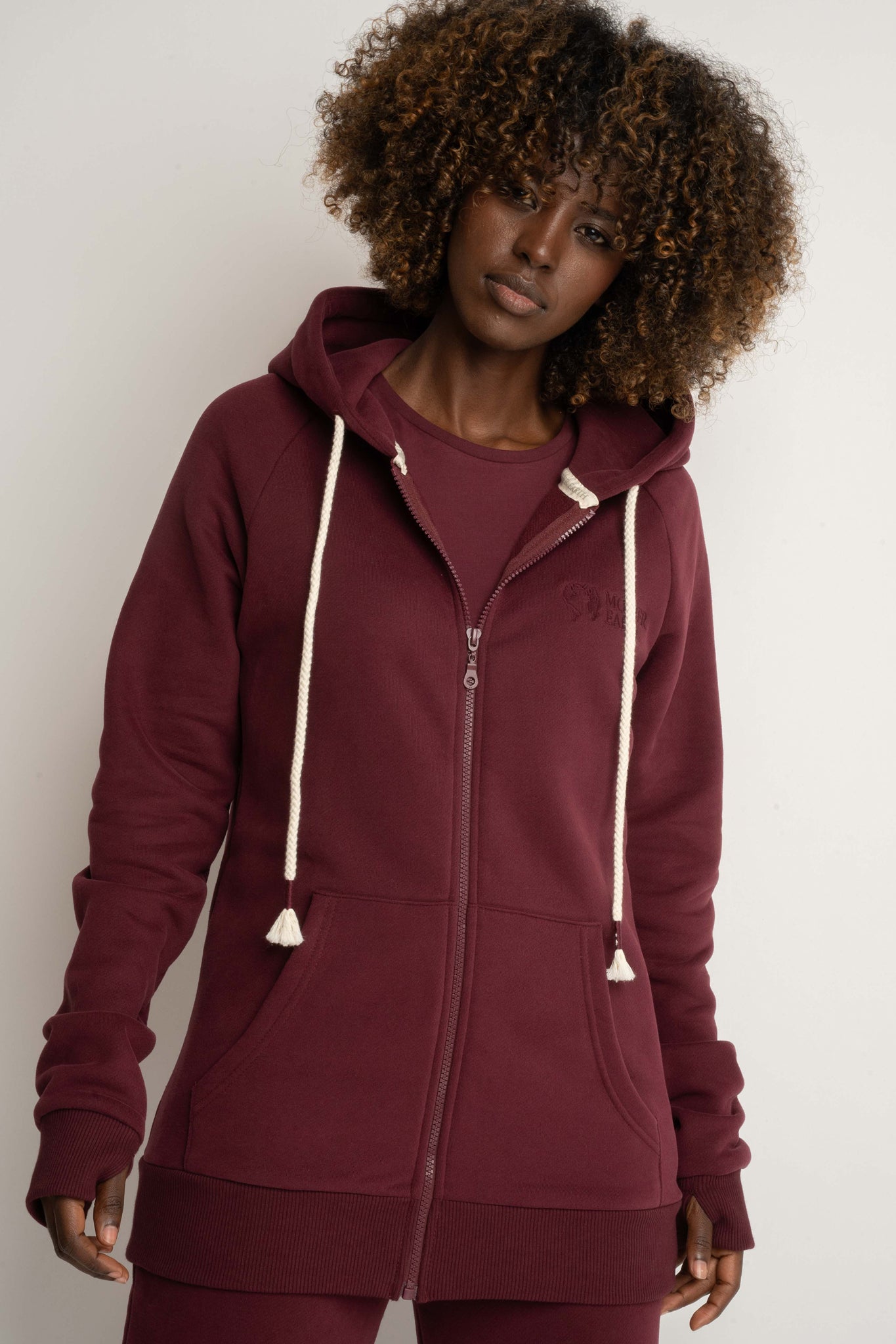 Burgundy Zip-Up Hoodie - ZANZIBAR
