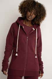 Burgundy Zip-Up Hoodie - ZANZIBAR