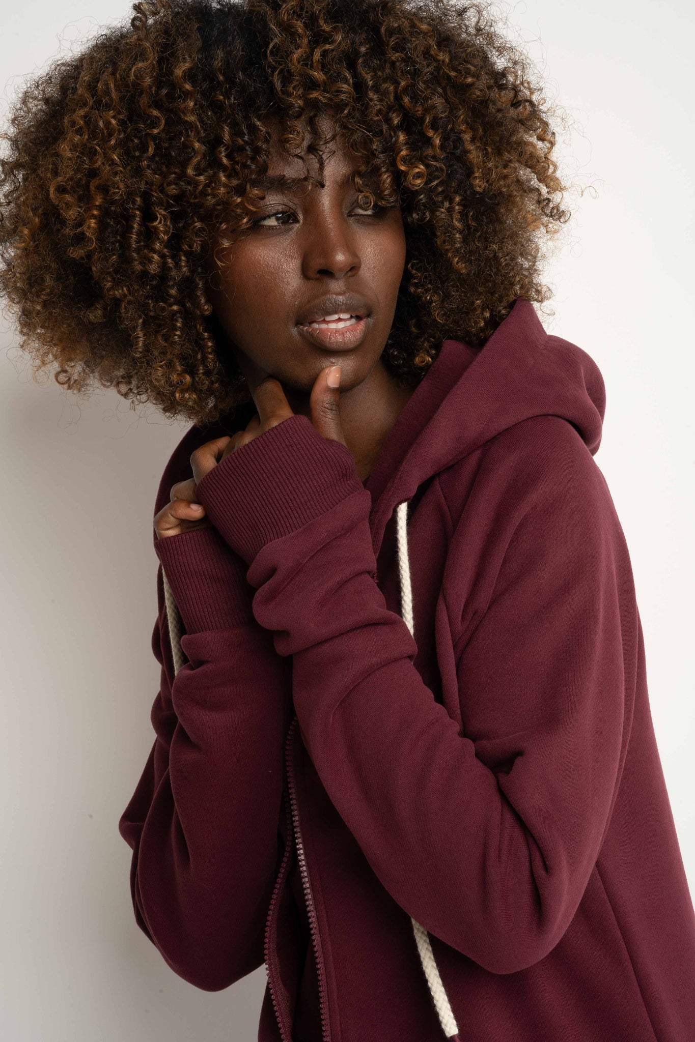 Burgundy Zip-Up Hoodie - ZANZIBAR