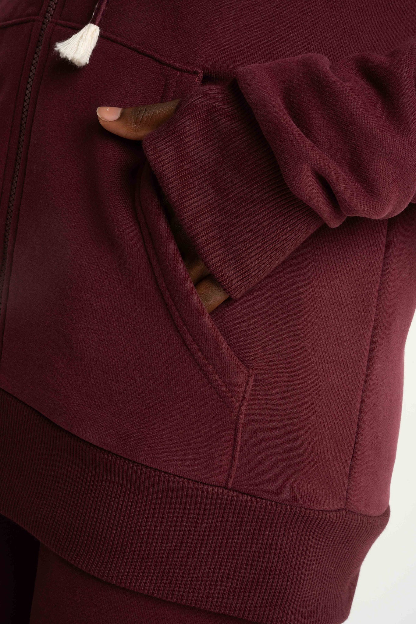Burgundy Zip-Up Hoodie - ZANZIBAR